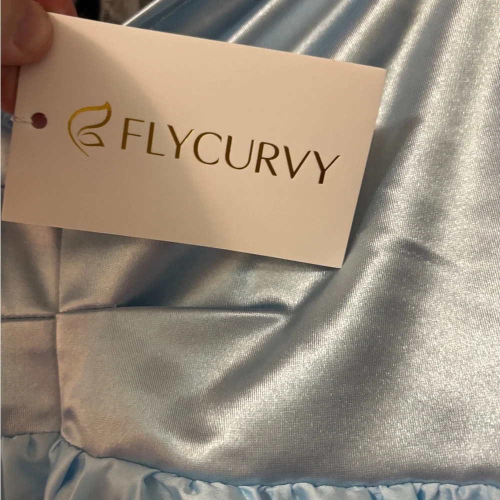 Flycurvy powder blue floral strapless gown 22 - Picture 6 of 13